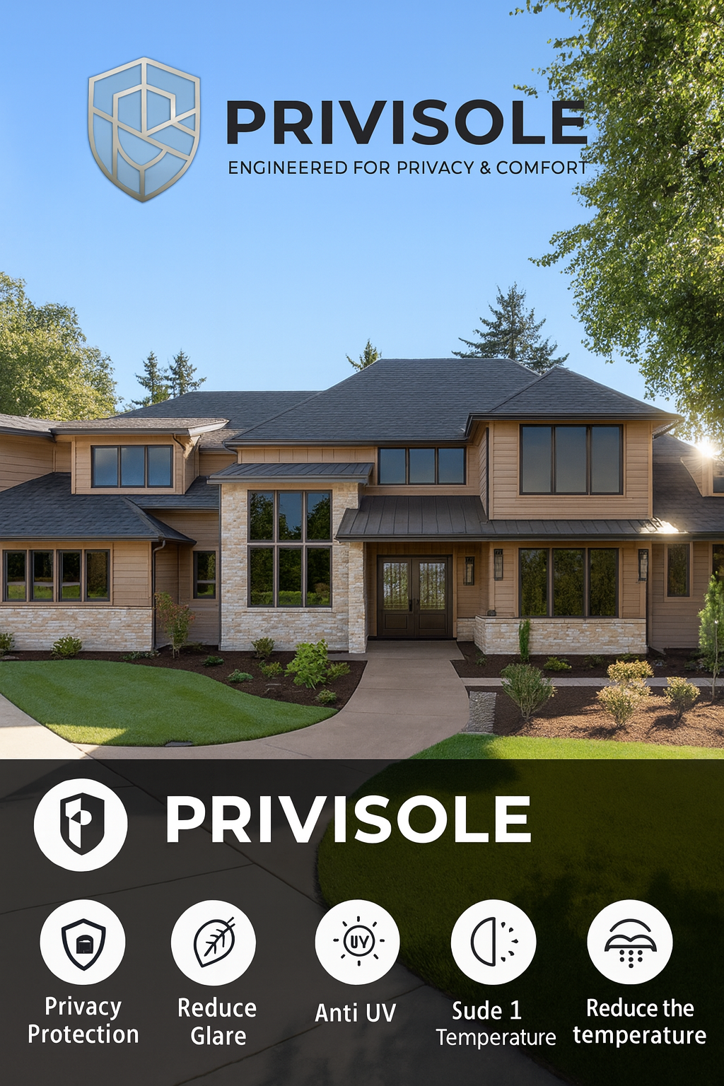 Privisole Premium Privacy Film – 90% Visibility Block, Sunlight & Heat Reduction for Homes & Offices