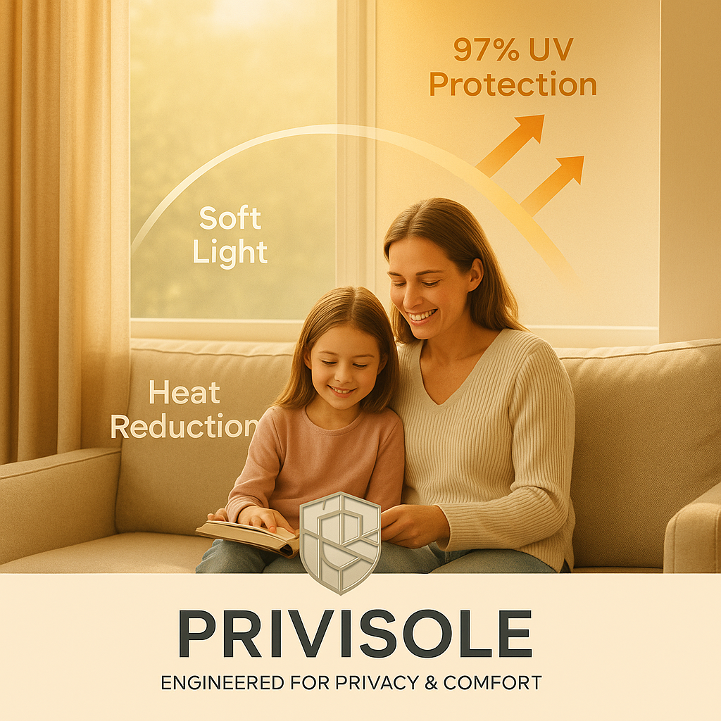 Privisole Premium Privacy Film – 90% Visibility Block, Sunlight & Heat Reduction for Homes & Offices
